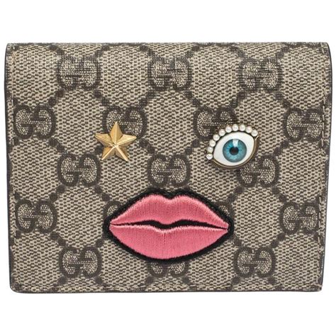 gucci card case with embroidered face|designer gucci card case.